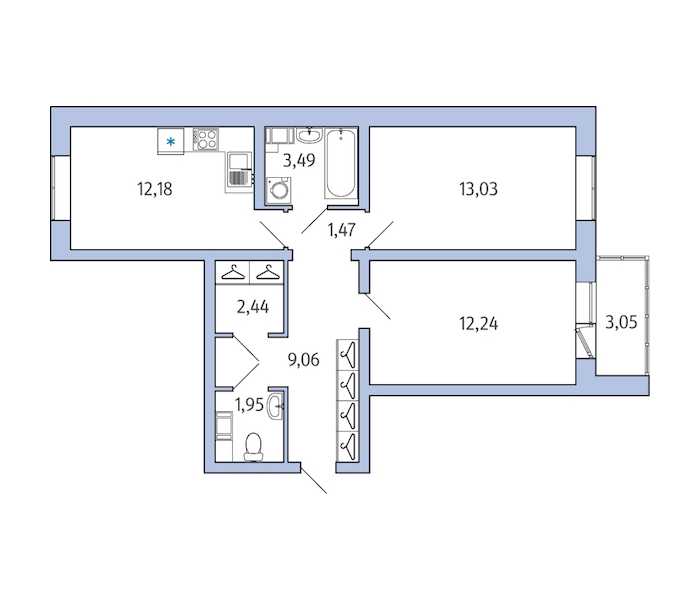 Двухкомнатная квартира в ЛенСтройТрест: площадь 58.18 м2 , этаж: 1 – купить в Санкт-Петербурге